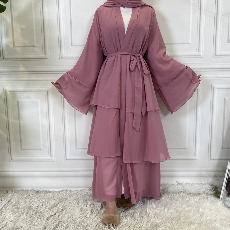 Layered Open Front Abaya