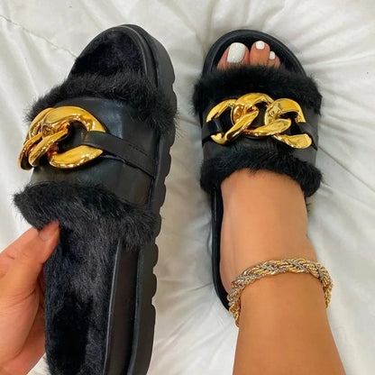 Plush Slippers Open Toe