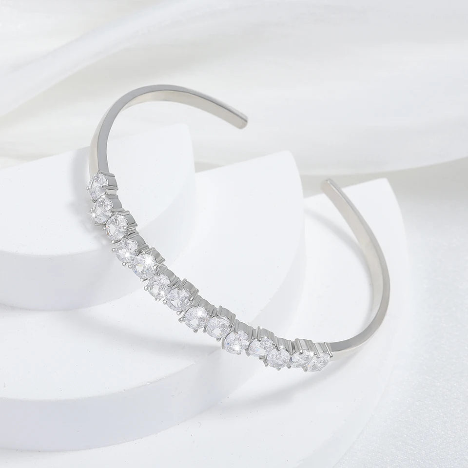 Oval Zirconia Open Bangles