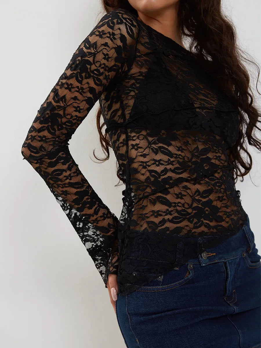 Lace Floral Fitted Crop