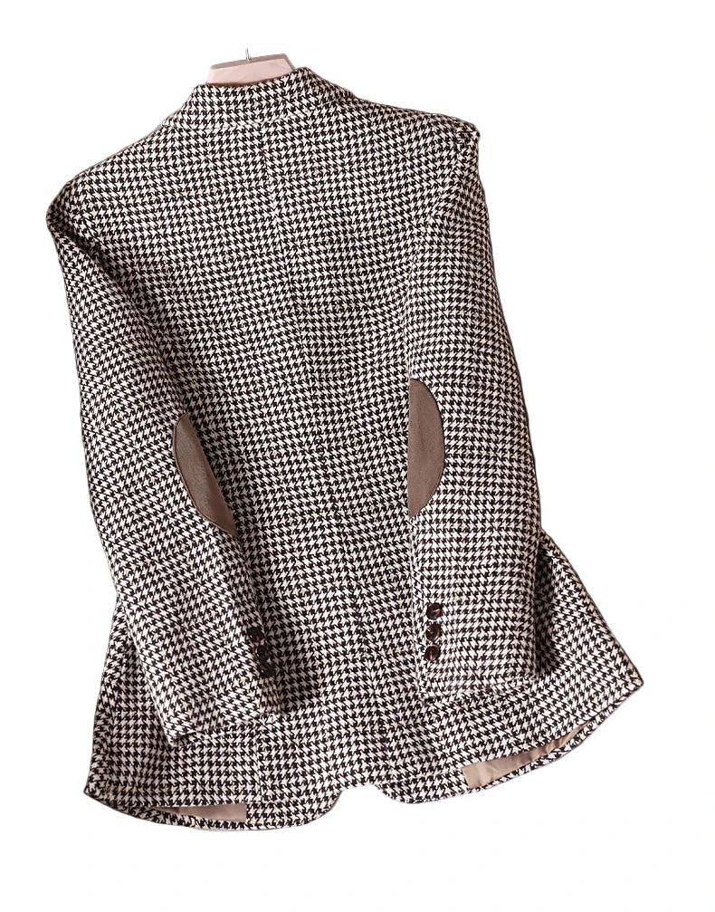 Plaid Blazer Tempeament Wool