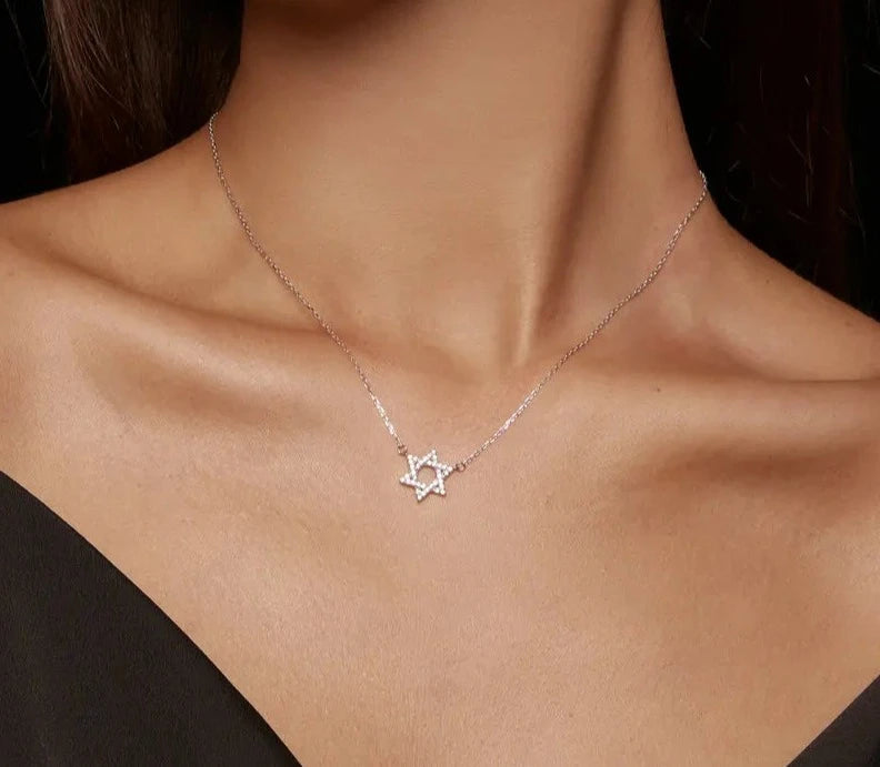 Silver Star of David Pendant Necklace