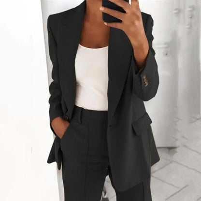 Blazer Long Sleeve Faux Pockets