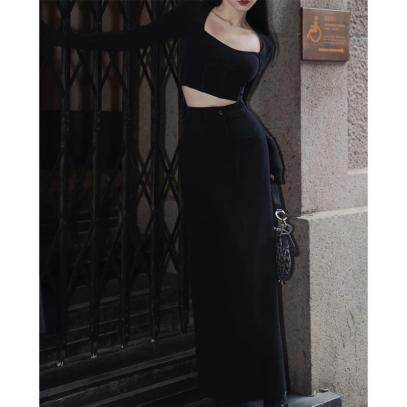 Elegant Slit Midi Skirt