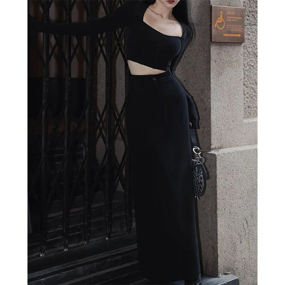 Elegant Slit Midi Skirt