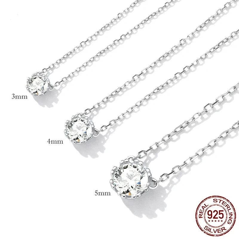 Sterling Silver Geometric Cut Sparkling Zircon Pendant Necklace