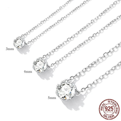 Sterling Silver Geometric Cut Sparkling Zircon Pendant Necklace