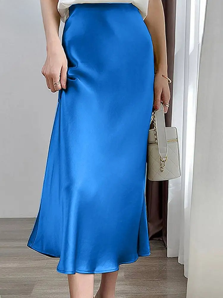 Solid Color Skirt Female Elastic Waist