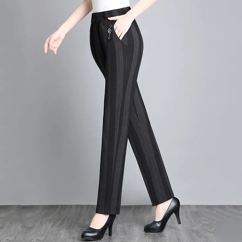 Striped Trousers Spring Loose High Waist