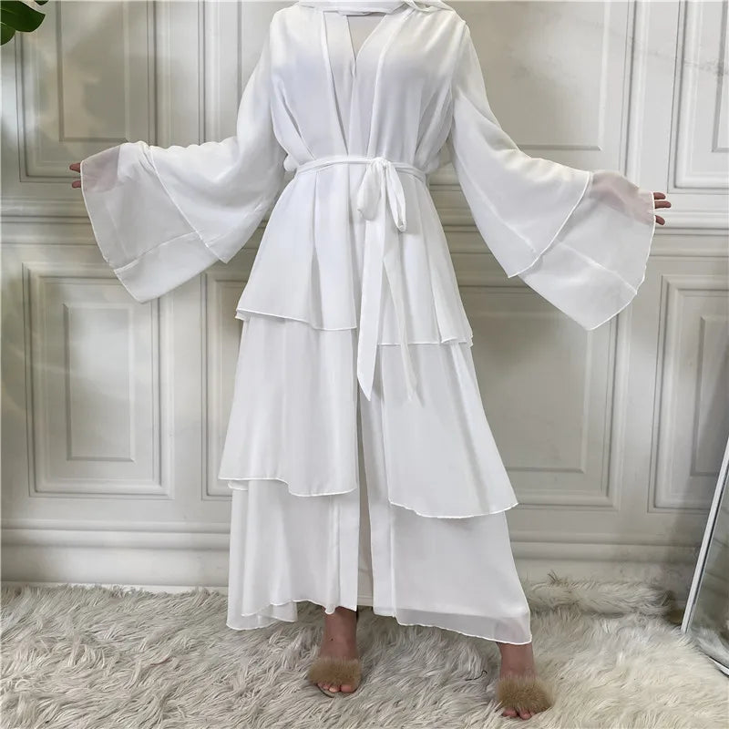 Layered Open Front Abaya