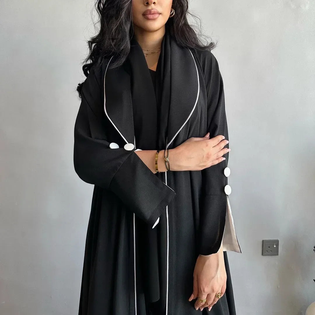 Open Abaya Luxury Black