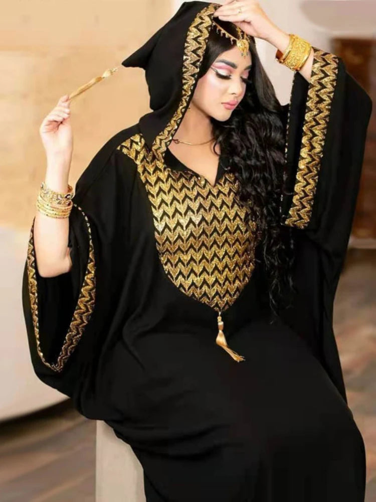 Hooded Abaya Knitted Evening  Abaya