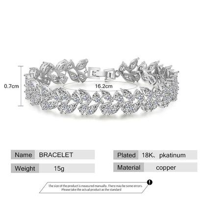 Cubic Zirconia Leaf Bracelet