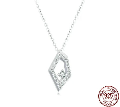 Geometric Necklace White Gold Plated