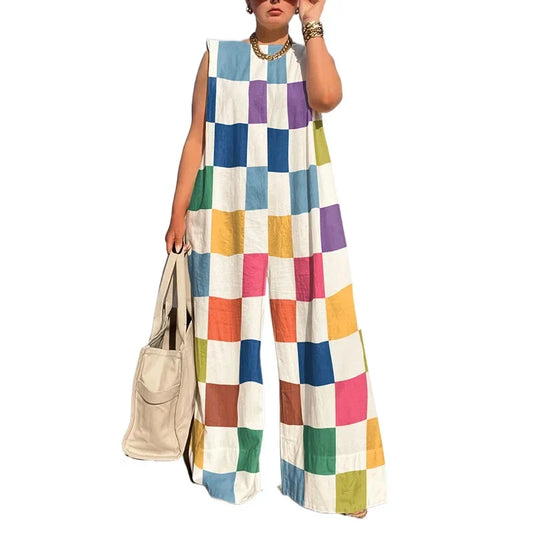 Multicolour Plaid Wide Leg