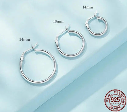 Hoop Earrings, 14K White Gold Plated