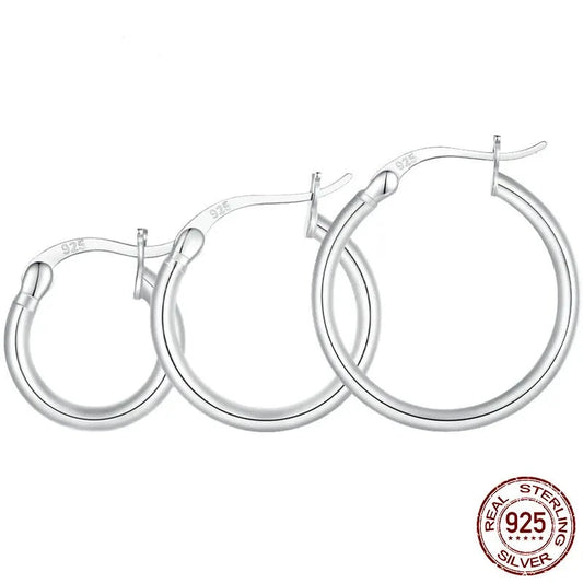 Hoop Earrings, 14K White Gold Plated