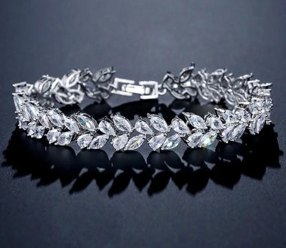 Cubic Zirconia Leaf Bracelet