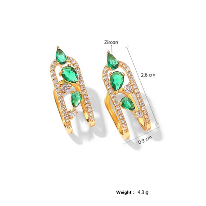 Green Zircon U Shaped Stud Earring