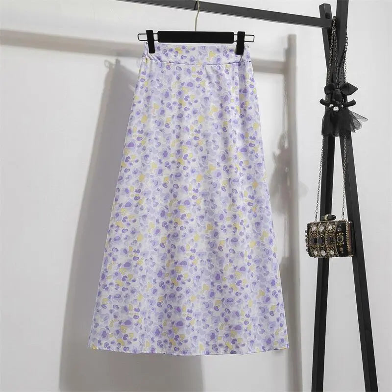 Chiffon skirt Casual Floral Printed