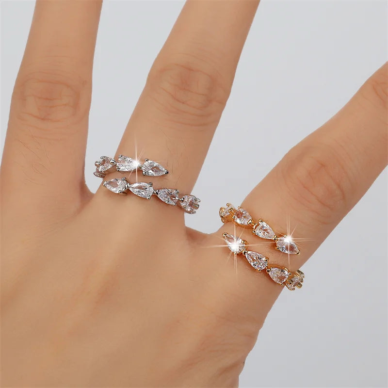 Square Zirconia Open Rings