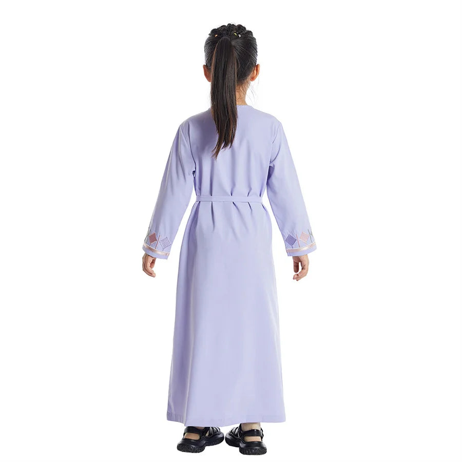 Kids Girls Zipper Front Open Abaya