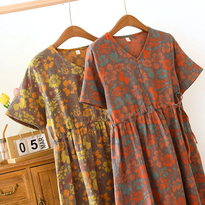 Flower Loose Size 100% Cotton Short Sleeve