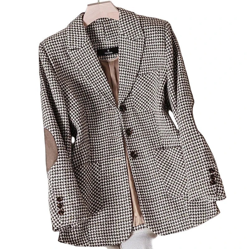 Plaid Blazer Tempeament Wool