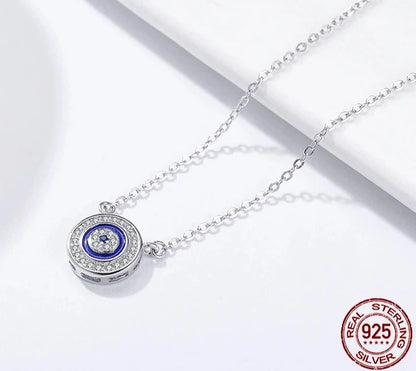 Silver Blue Lucky Eye Guardian Eye Pendant Necklace