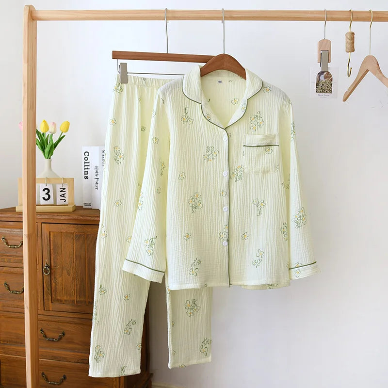 Pajama Set 100% Cotton Crepe Fresh Sweet