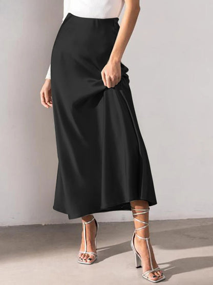 Solid Color Skirt Female Elastic Waist