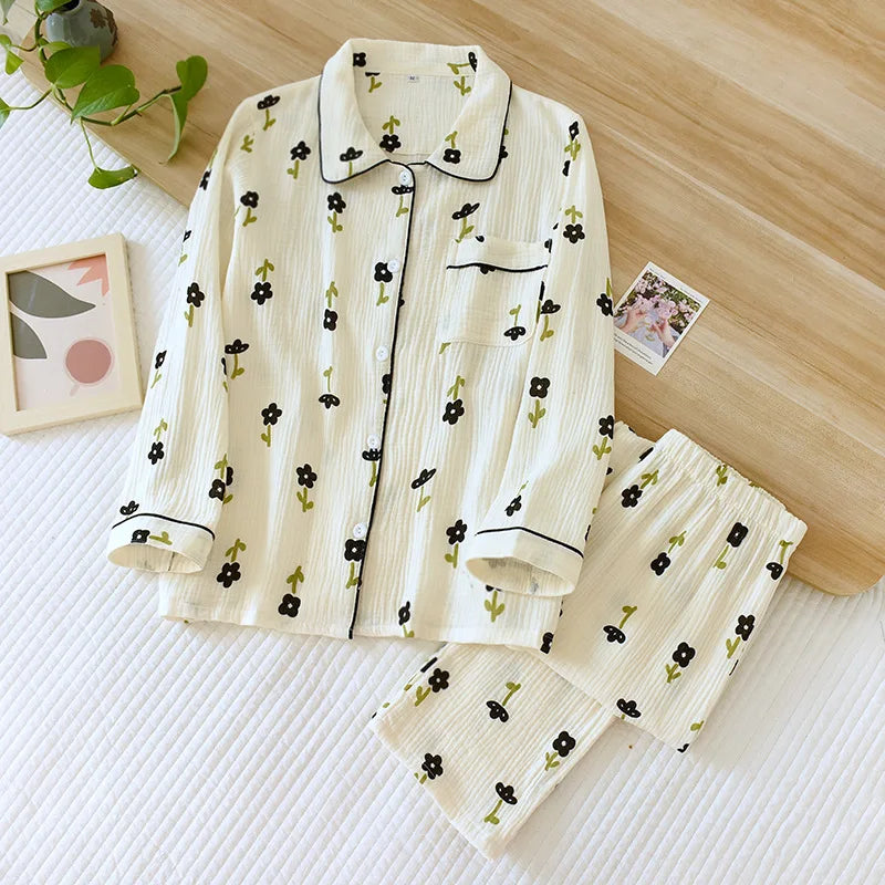 Pajama Set 100% Cotton Crepe Fresh Sweet