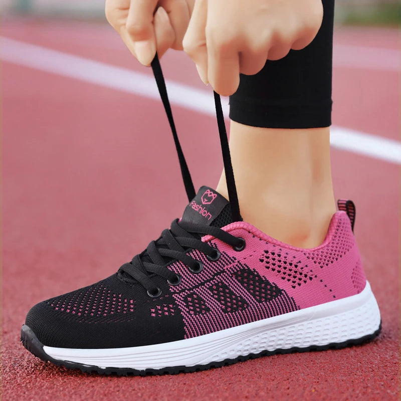 Breathable Walking Mesh Lace Up Flat