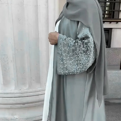 Abaya Solid Beaded