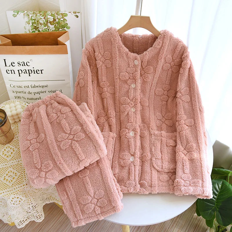 Fleece  Pajamas Long-sleeved