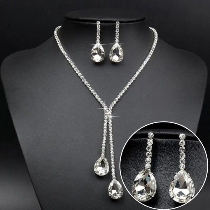 Luxury Water Drop Crystal Rhinestone Set