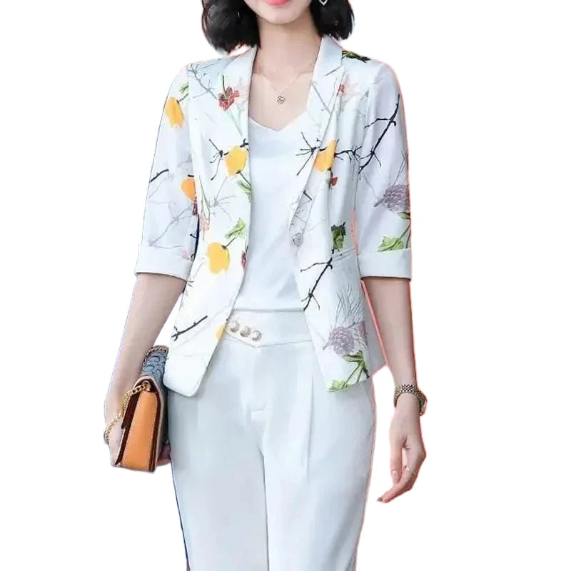 Slim Fit Printed Cardigan Polo Collar