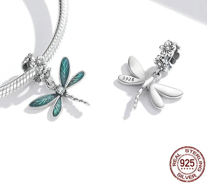 Silver Gorgeous Dragonfly Pendant Charm