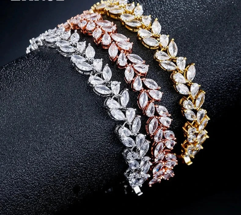 Cubic Zirconia Leaf Bracelet