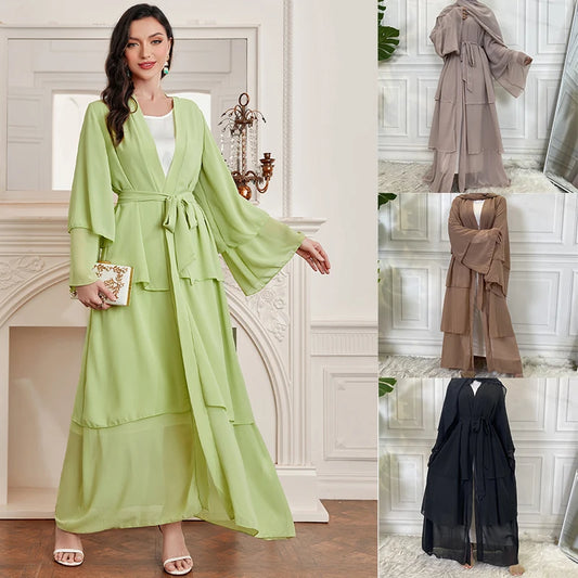 Layered Open Front Abaya