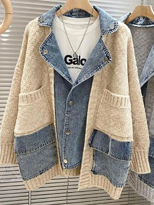 Cardigan Sweater Thick Denim