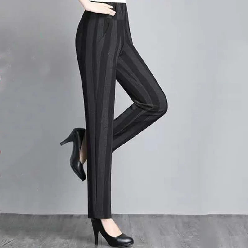 Striped Trousers Spring Loose High Waist