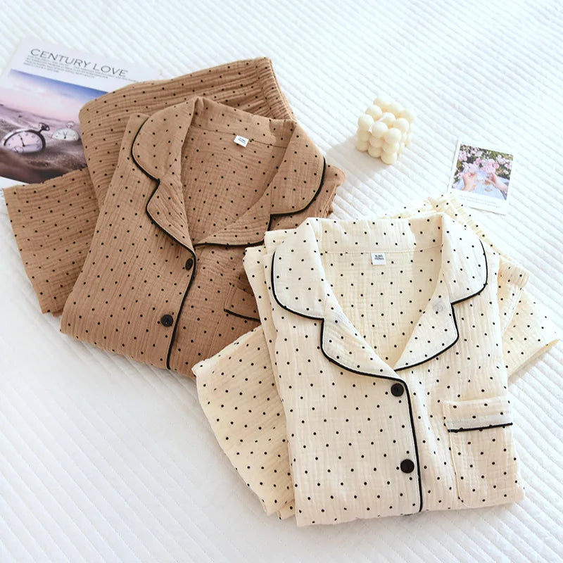 Crepe long-sleeved Set 100%cotton