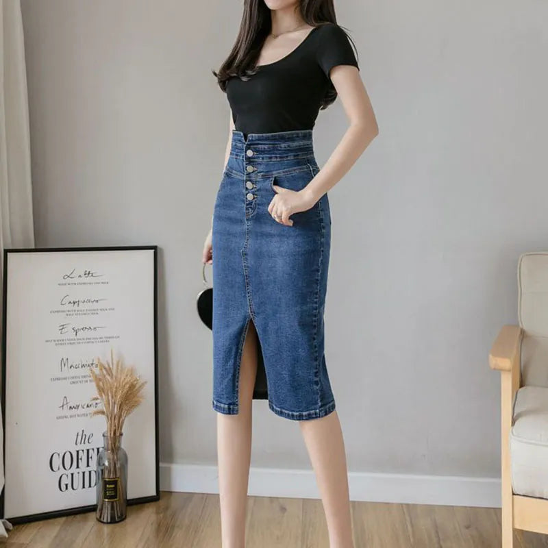 Split Denim Skirt