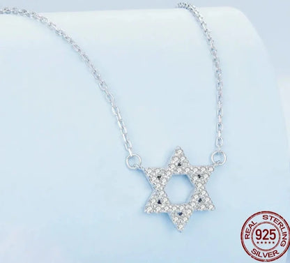 Silver Star of David Pendant Necklace