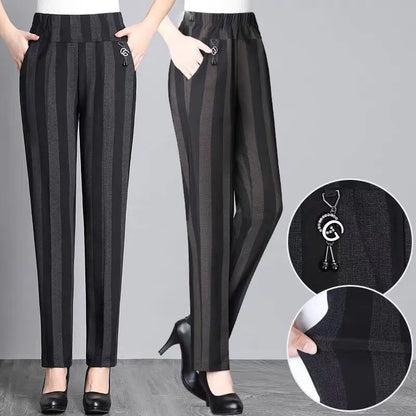 Striped Trousers Spring Loose High Waist