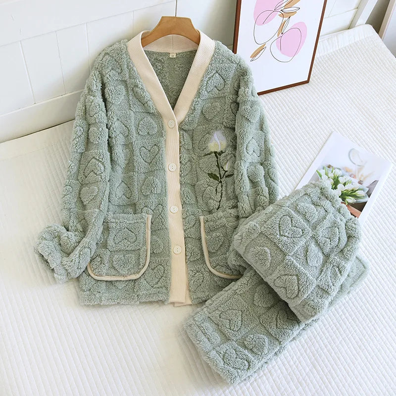 Fleece  Pajamas Long-sleeved