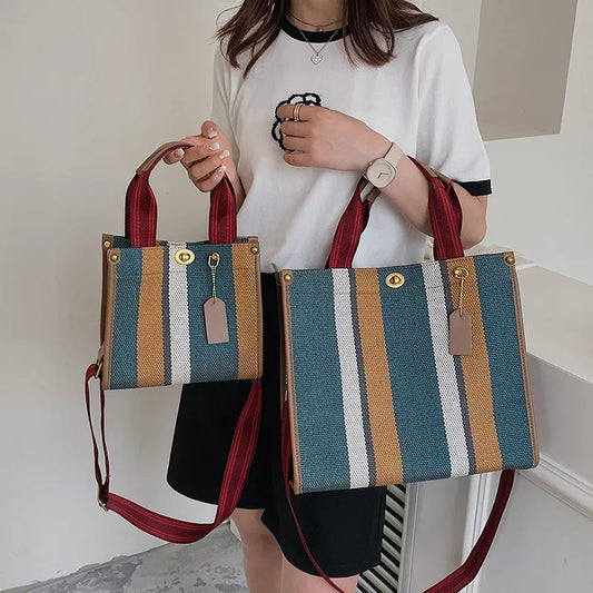 Canvas Stripe Tote Bag