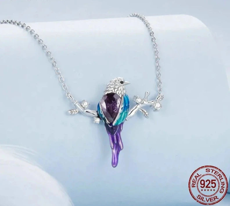 Silver Cute Bird Pendant Necklace