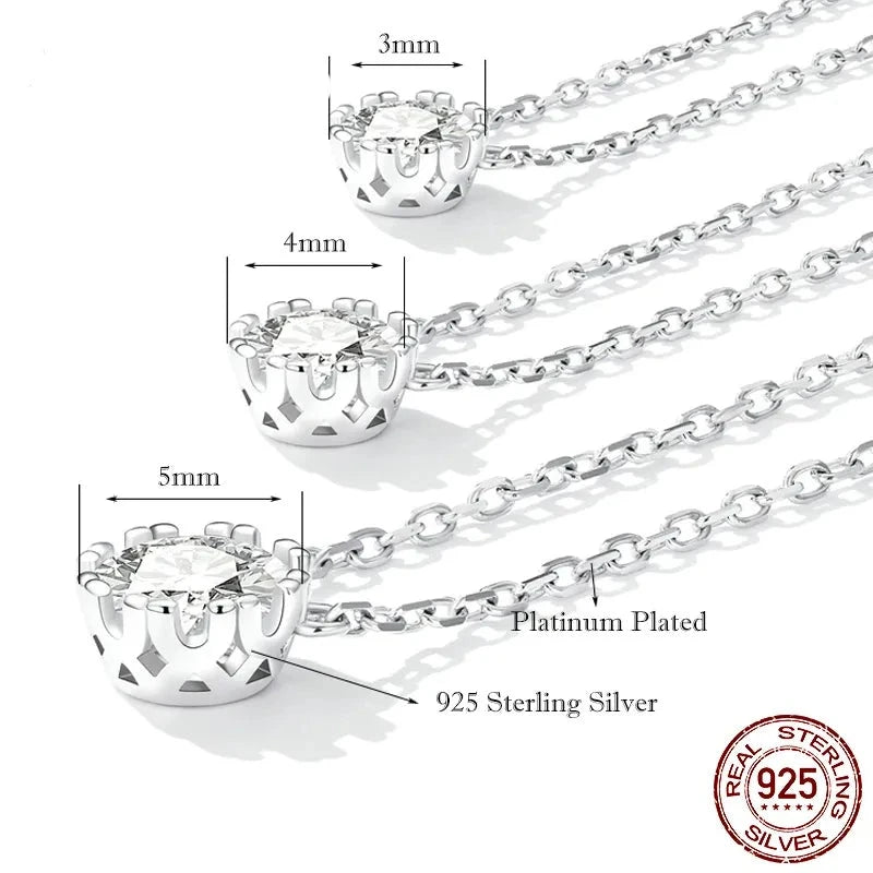 Sterling Silver Geometric Cut Sparkling Zircon Pendant Necklace